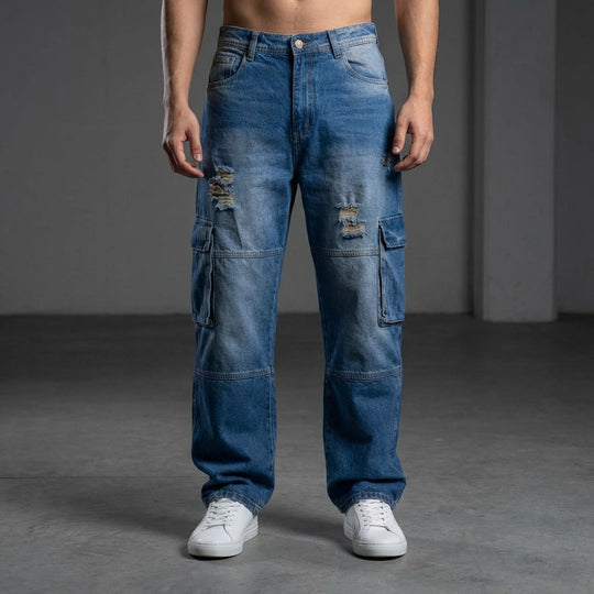 JEAN B 42 BAGGY TIPO CARGO CON DESTROY